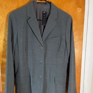 THEORY GRAY WOOL BLEND BLAZER